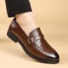 Large size leather shoes men's one-pedal round head casual men's shoes autumn new men's business dress pointed small leather shoes