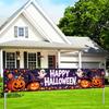 Outdoor Hanging Banners Halloween Fence Banner, 118 x 20 Inch Large Yard Sign Banner Flag, Scary Trick or Treat Party Decor Backdrop Decoration