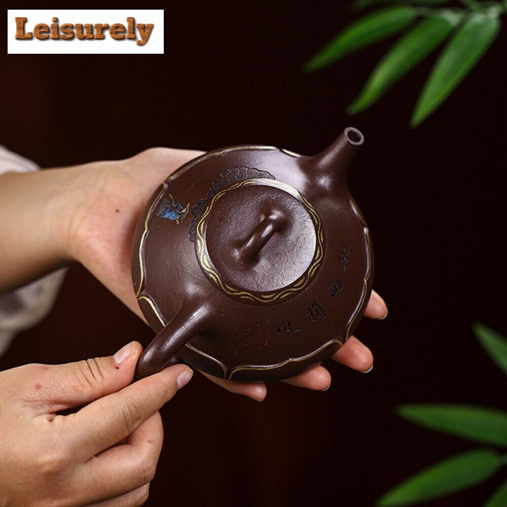 300ML Aesthetic Yixing Purple Clay Teapots Handmade Pot Raw Ore Purple Mud Kettle Chinese Zisha Tea Set Teaware Supplies Craft