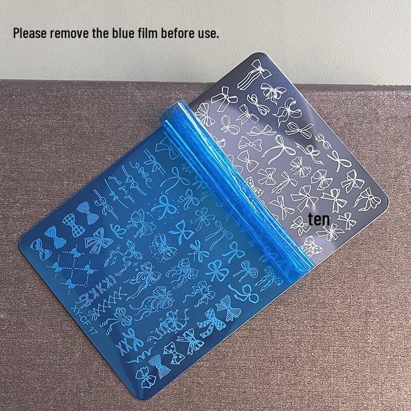 Płytka do stemplowania zdobień paznokci z motywem Krzyża, Motyla i Róży ze Silikonowym Stempelkiem