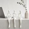 huaqianguhh 3Pcs/Set Abstract Human Figurines, 3D Printed Modern Minimalist Art Sculpture, Artistic Sitting Figure Statues for Home Shelf Table