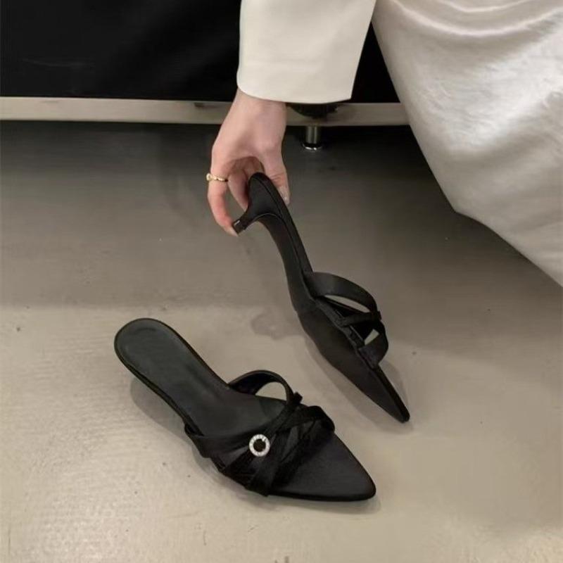 

Новый стиль Женские туфли-лодочки с острым носком и низким каблуком Обувь слипоны Неглубокие с бабочкой Женские туфли на тонком каблуке Слайды 42 чёрный