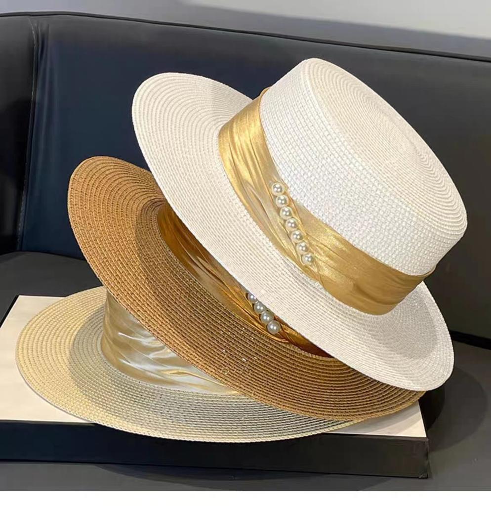 Elegant temperament straw hat summer vacation beach sun hat women's 2025 new sunshade sunscreen top hat