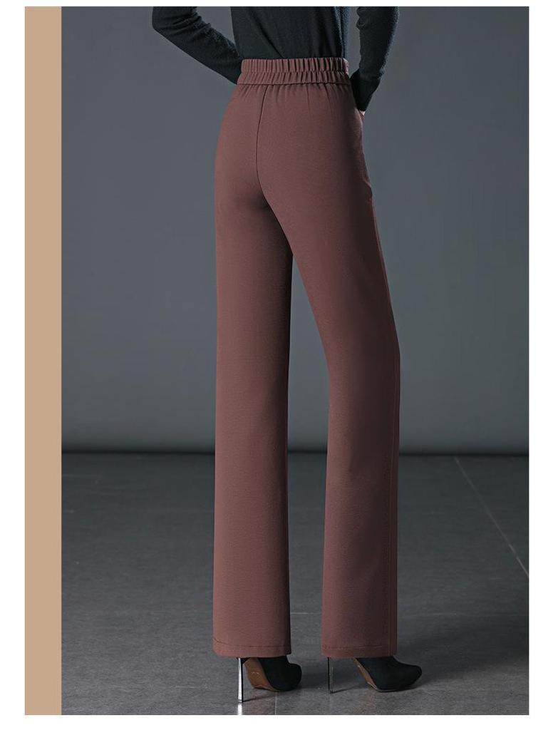 Drapey High-Waisted Wide-Leg Suit Pants for Women: Plus Size, Slimming, Perfect for Spring/Autumn, Ideal for Middle-Aged Mothers