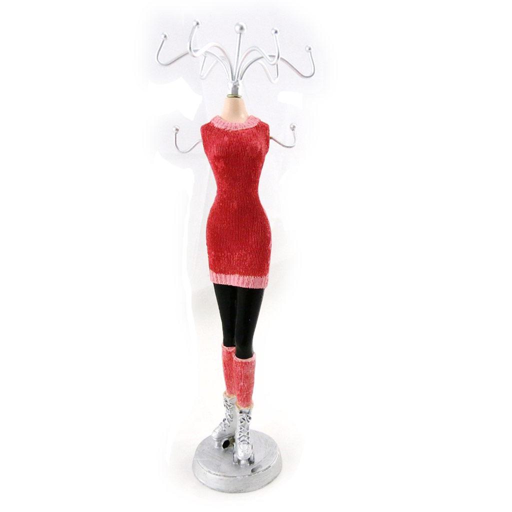 Les Trésors De Lily [J1278] - Porte-Colliers 'Lisa' rouge argenté