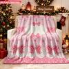 Blanket 1pc Pink Ribbon Design 2D-Printed Flannel Throw Blanket - Soft And Cozy Suitable for Use On The Sofa While Traveling At Th