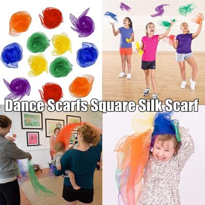 Color for Handbag Juggling Performance Props Dance Scarfs for Kids Music Scarves Square Silk Scarf