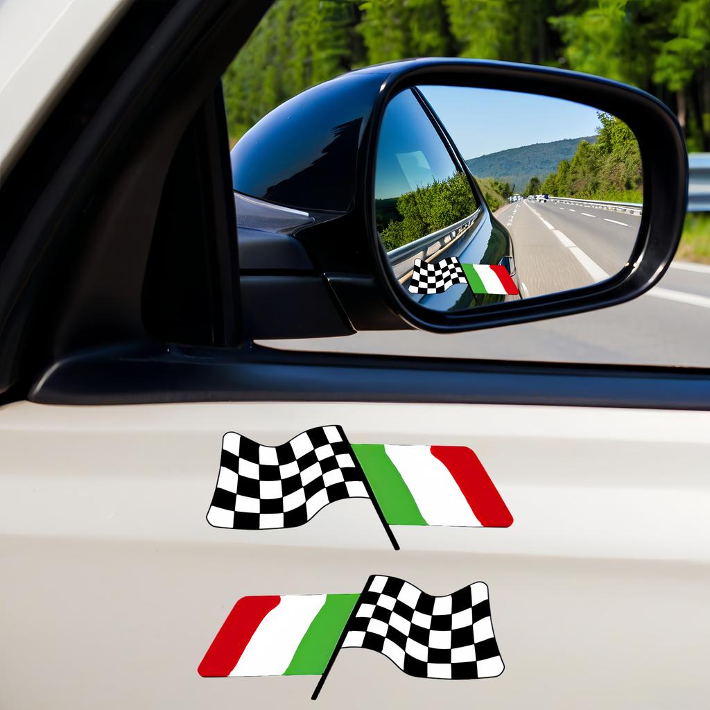 2 Pieces of Italian National Racing Flag Logo Car Stickers, Designed with Flags As the Design Concept, Suitable for All Car Decoration Accessories