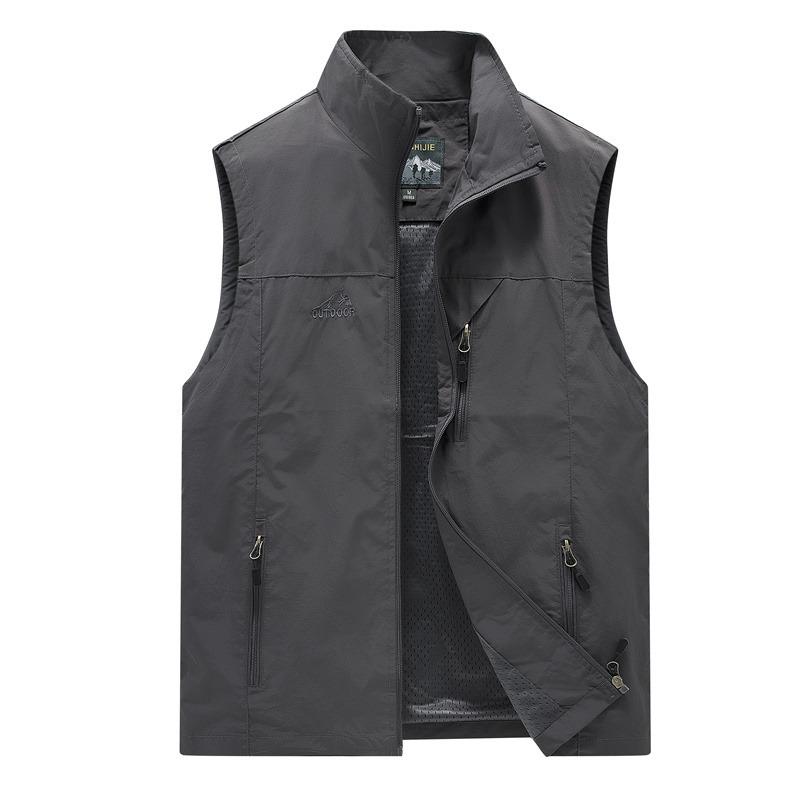 Men's Outdoor Waistcoat Casual Spring and Autumn Thin Autumn Solid Color Workwear Sleeveless Jacket