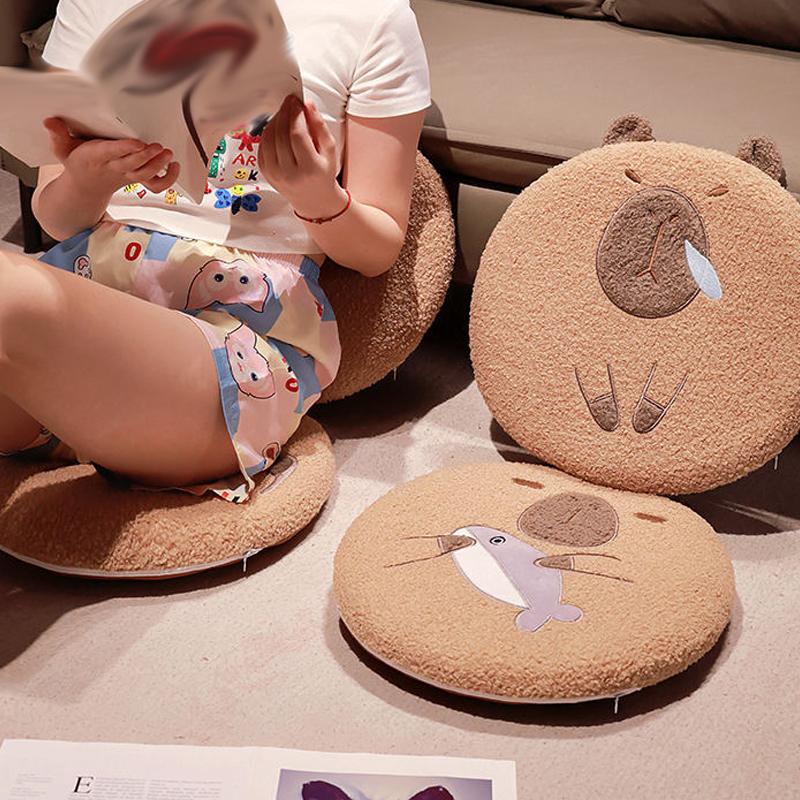 Chair Cushion Cartoon Cute Animal Round Seat Pad Capybara Living Room Seat Cushion with Memory Foam Furniture Accessories