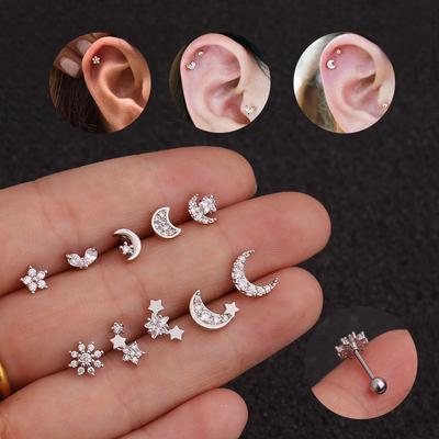 Moon Sun Ear Helix Cartilage Body Piercing Earrings Studs
