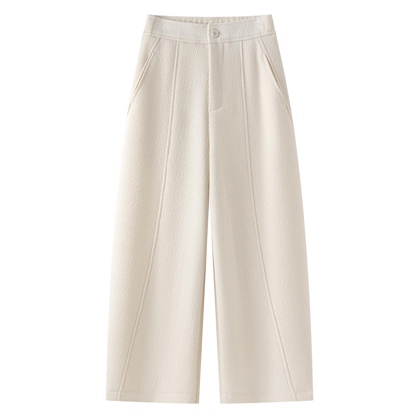 Women s Black and Gray Wool Plush Curved-Leg High-Waist Wide-Leg Pants – Winter 2025 XL