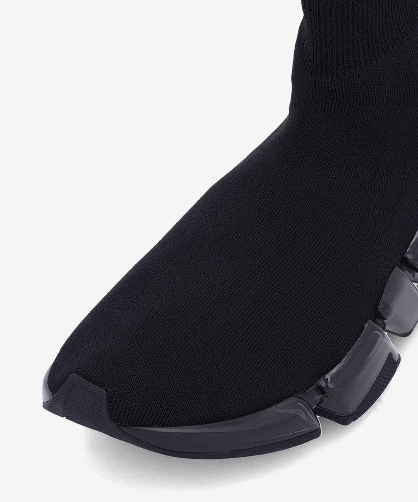 Balenciaga Speed 2.0 Full Clear Sole Graffiti Recycled Knit Sneakers - Black:White / 617196W2Dia1190