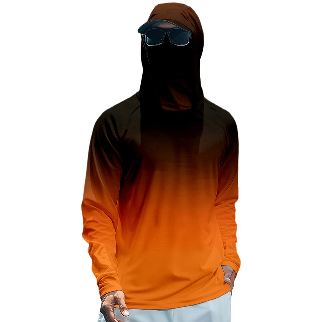 Men's Quick Dry Long Sleeve Hooded Sun Shirt for Fishing, Fitness, Sports and Summer Outdoor
