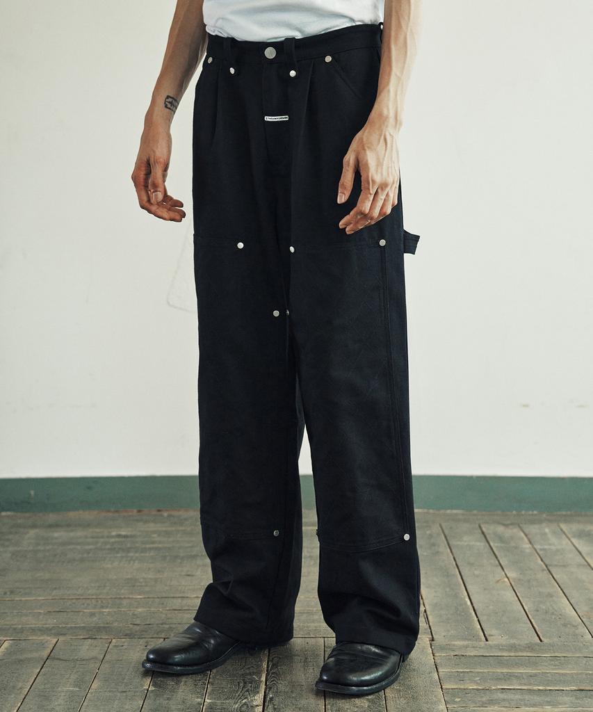 THEVINYLHOUSE Stitch Double Knee Pants Black