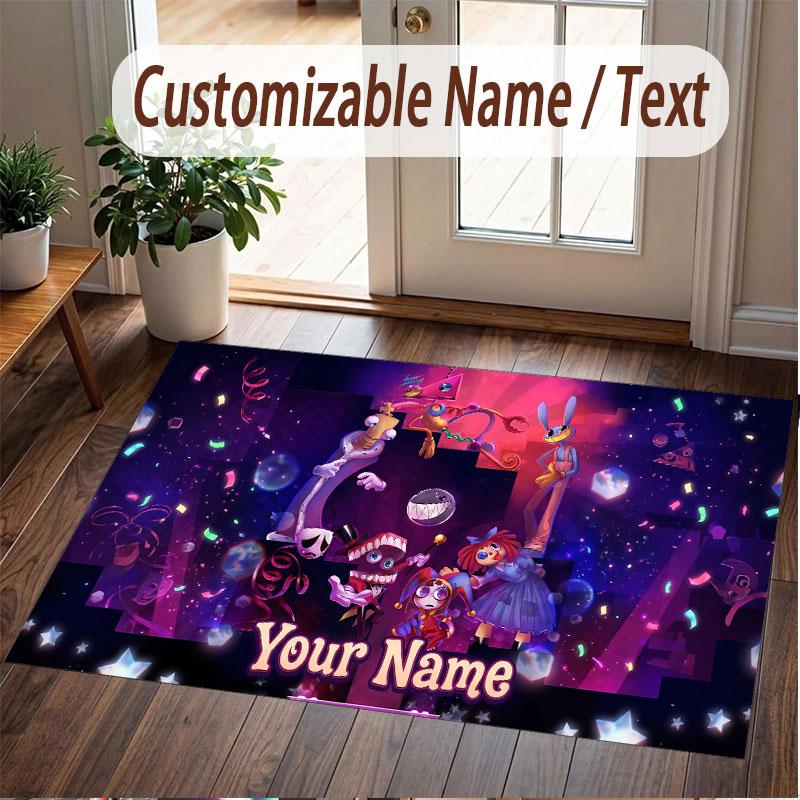 Custom Name Text Crystal Velvet Rug,The Amazing Digital Circus Soft Plush Decorative Non Slip Floor Carpet
