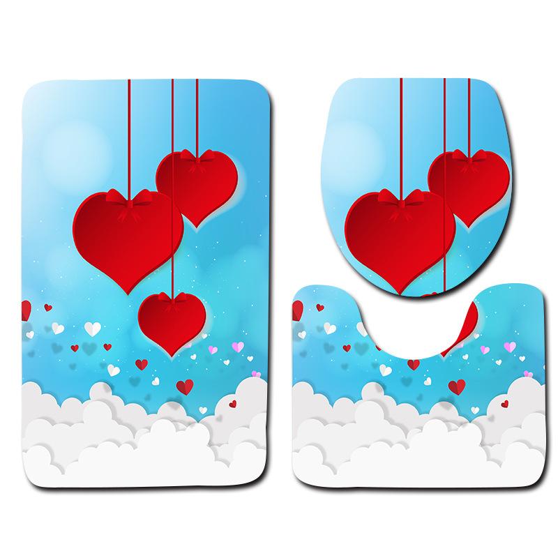Romantic Dream Valentine'S Day Bathroom Toilet Floor Mat 3-Piece Set