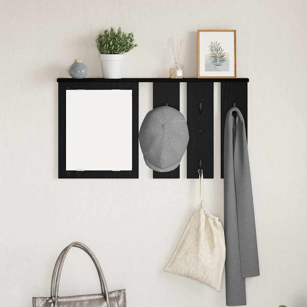Wall Mounted Coat Rack with Shelf Black Oak Effect