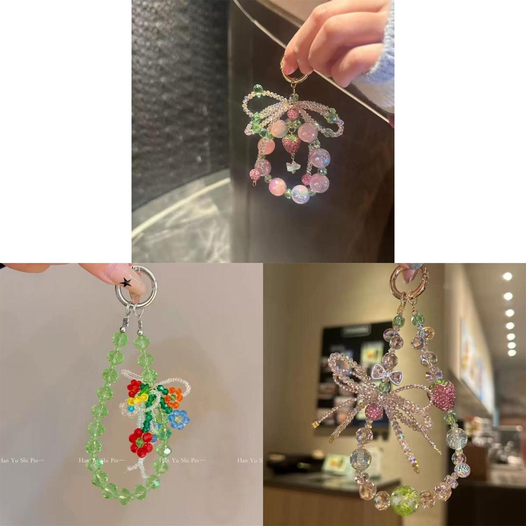 Summer Rainbow Gradient Phone Strap With Pvc Beads And Handcrafted Design For Women And Men