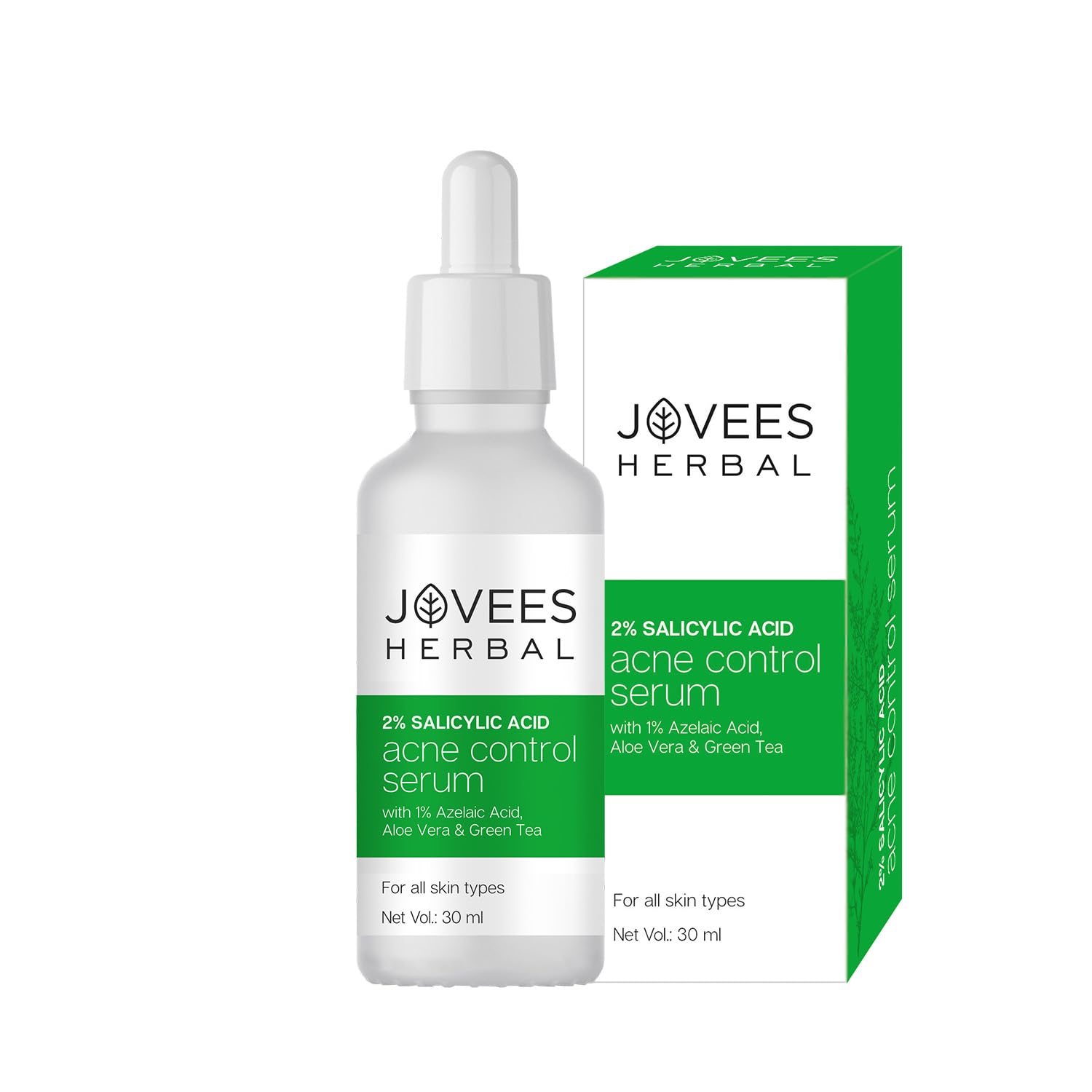 

Jovees Herbal 2% Salicylic Acid Acne Control Serum With 1% Azelaic Acid Aloe Vera Green Tea 30 ml