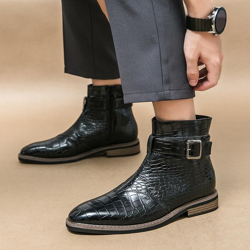 Herrenstiefel mit spitzer Zehenpartie Mode Adulto Schuhe Männlich Leder Chelsea Boots Business Formelle Schuhe Klassische Lässige Lederstiefel Herren