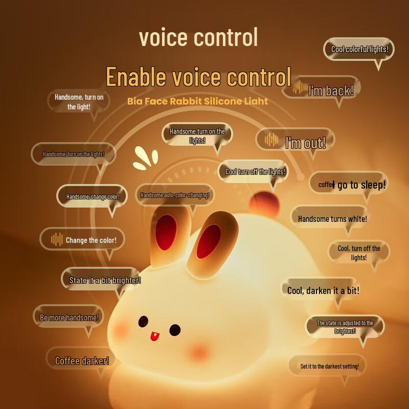 

Big Face Rabbit Voice-Activated Silicone Night Light