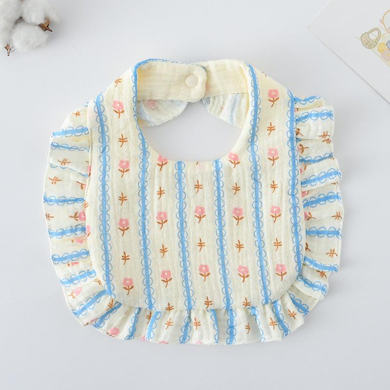 Ruffle Baby Drool Bibs: Pure Cotton Printed Lace Bibs
