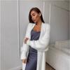 Imitation Nerz Weiß Gestrickter Pullover Cardigan Mantel Damen Herbst und Winter Locker Plüschig Flauschig Langer Cardigan