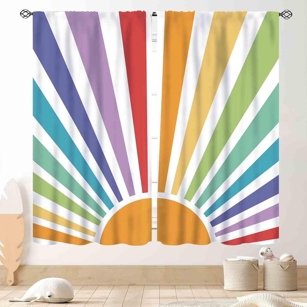 Hippie Mandala Vorhänge, Indisches Medaillon Trippy Boho Paisley Ästhetische Kunst Dekoration Bunte Orange Fensterbehandlung Für