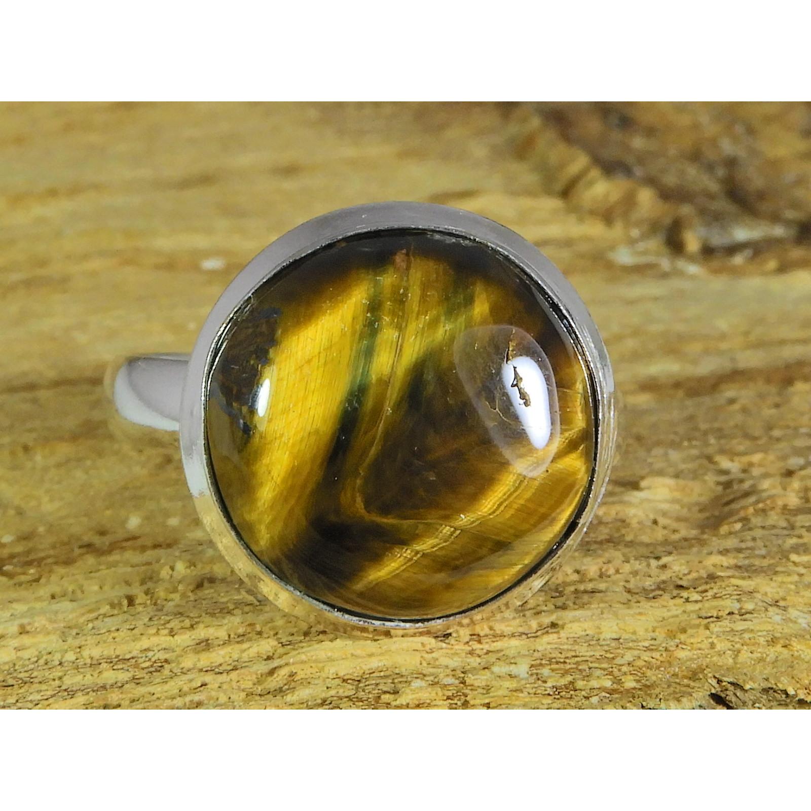 

Natural Tiger Eye 925 Solid Sterling Silver Ring Size US-7 PG-54