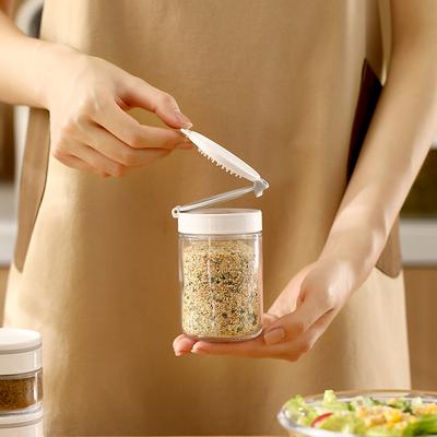 Double-Lid Zoned Large-Opening Design Seasoning Pot for Outdoor Barbecue Salt Pot, Seasoning Bottle, Glass Seasoning Pot