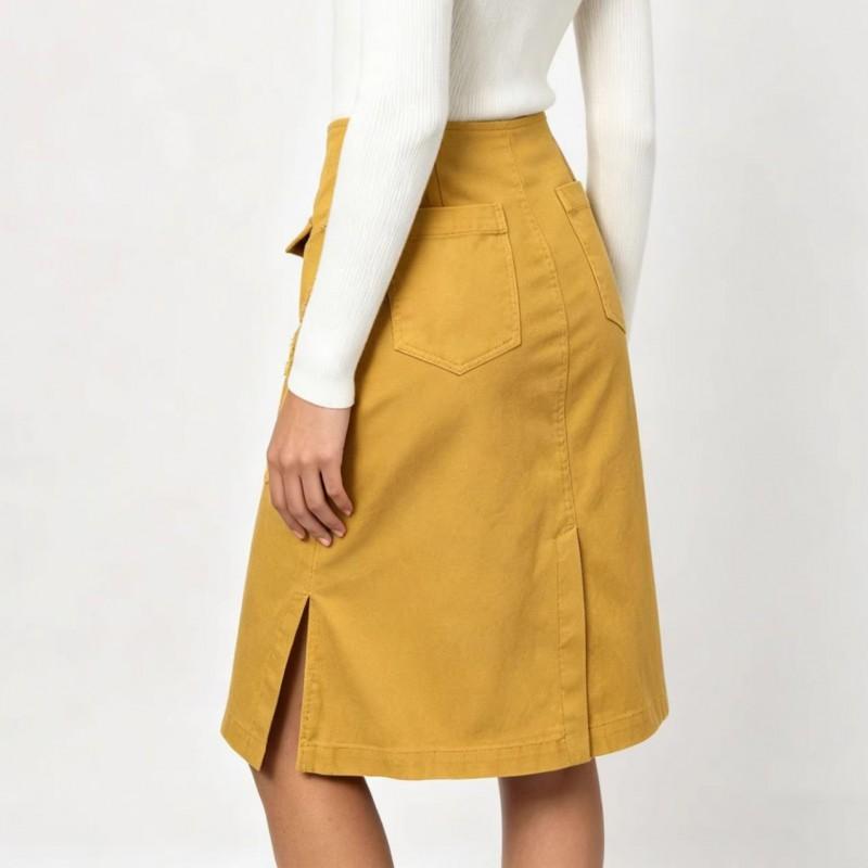 Asymmetrical High-Waisted Bodycon Skirt In Cotton Blend Streetwear Style Teen Girls Outfit