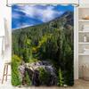 Nature Inspired Shower Curtain with Mountain Landscape Design for Bathroom Decor Blue Sky Forest Greenery 3D Printing Waterproof