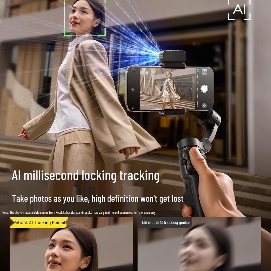 Rtako2025 AI Tracking 360° Gimbal Stabilizer & Anti-Shake Selfie Stick