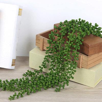 1/4 piezas de plantas suculentas de lágrimas artificiales, 5 tenedores, hogar realista, jardín, interior, exterior, colgante, perlas de imitación verdes, decoración de Senecio Rowleyanus
