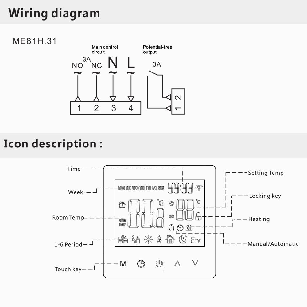 Inteligentny termostat Wi-Fi, kocioł na wodę/gaz, cyfrowy regulator temperatury, sterowanie przez telefon komórkowy