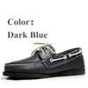 Sapatos Barco Clássicos Docksides de Couro Genuíno para Homens Mulheres, Homme Femme Azul Marinho-Verde Tamanho Plus Marca Sapatilhas Mocassins A082