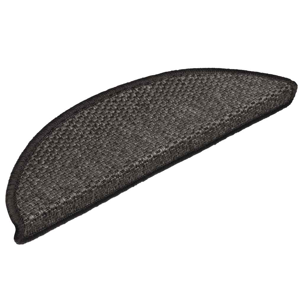Self Adhesive Stair Mats Sisal Look 15 pcs 56 x 17 x 3 cm Anthracite