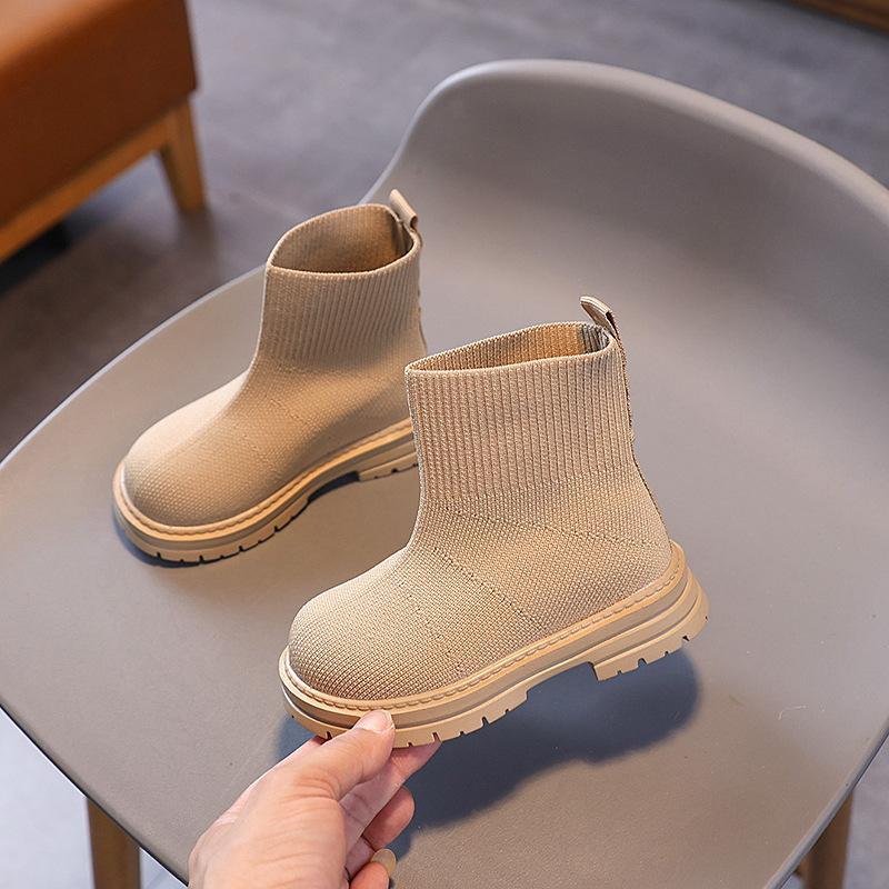 Medium and small children's candy-colored thick-soled fly-woven boots 2025 autumn new women's boots British style soft-soled children's Martin boots