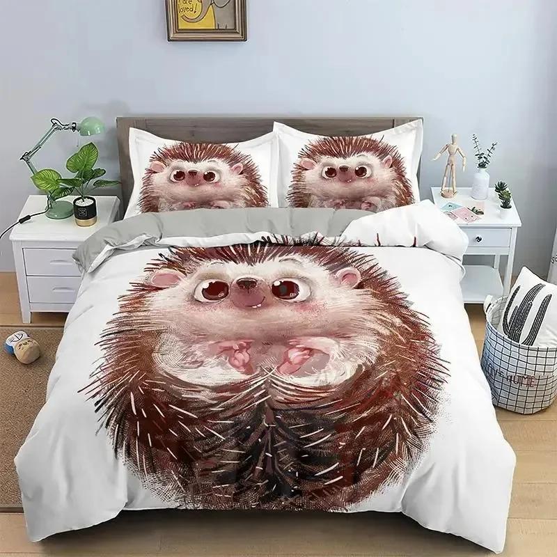 Luxury New 3D Print Cute Hedgehog Bedding Set Boys Girls Twin Queen Size Duvet Cover Pillowcase Bed  Fashion Home Textileextile