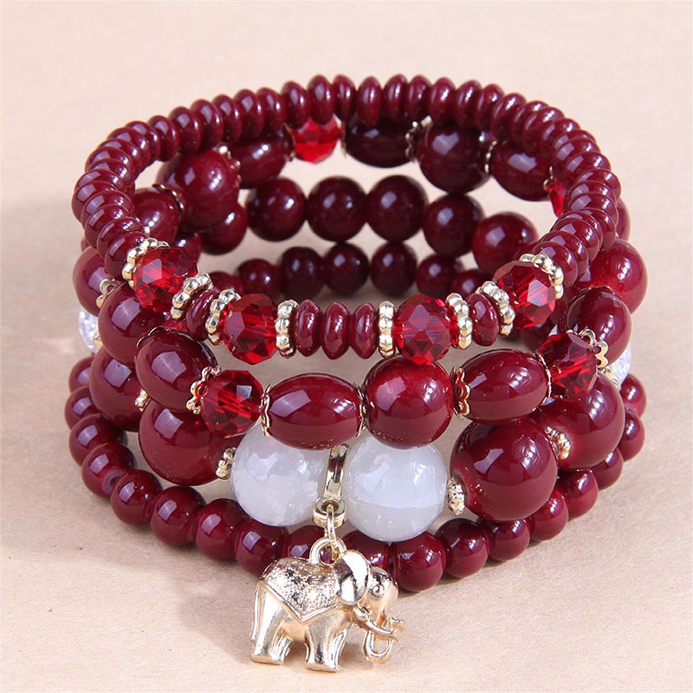 DIEZI New Korean Multicolor Crystal Beads Elastic Rope Bracelets For Women Elephant Wrap Strand Bracelet Men Pulseira Feminina