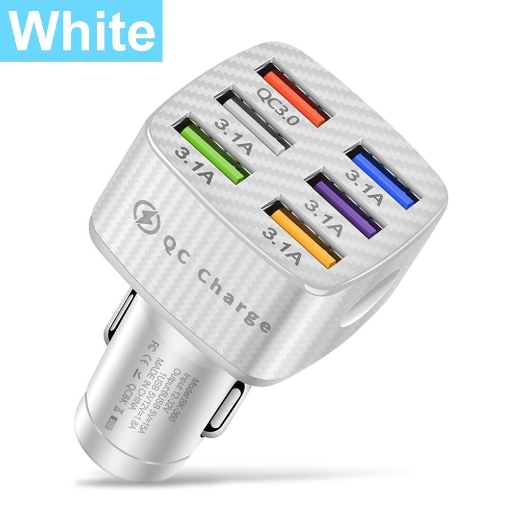 6 Ports 75W USB Car Charger Type C USB-A Car Fast Charging QC3.0 PD Car Phone Chargers Adapter For Iphone Xiaomi  Samsung
