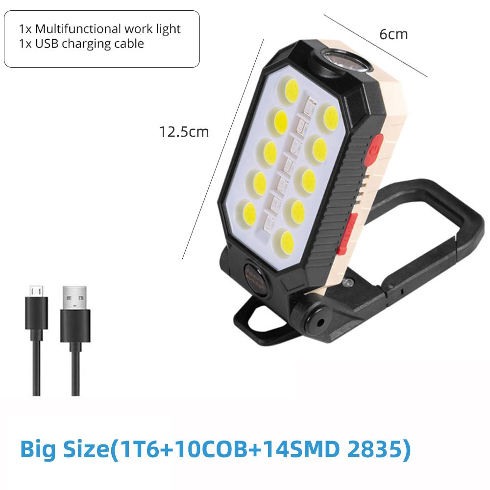 High Power LED Flashlight Rechargeable COB Work Light Adjustable Waterproof Camping Lantern Magnet With Power Display