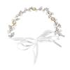 Wedding Headband Rhinestone Faux Pearl Flower Leaf Shaped Pendant Bridal Headpiece Hair Accessories