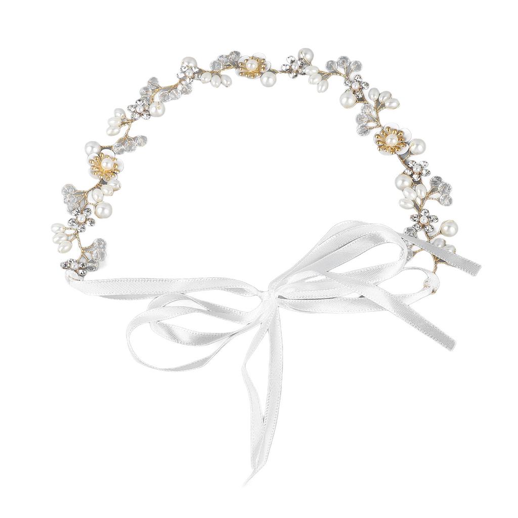 Wedding Headband Rhinestone Faux Pearl Flower Leaf Shaped Pendant Bridal Headpiece Hair Accessories