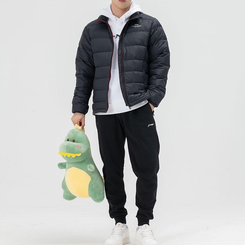 Li Ning Table Tennis Series Solid Color Windproof Cold Resistant Warm Down Jacket Letter Print Pullover Hoodie Casual Sports Suit AYMS199-1+AWDTF33-2