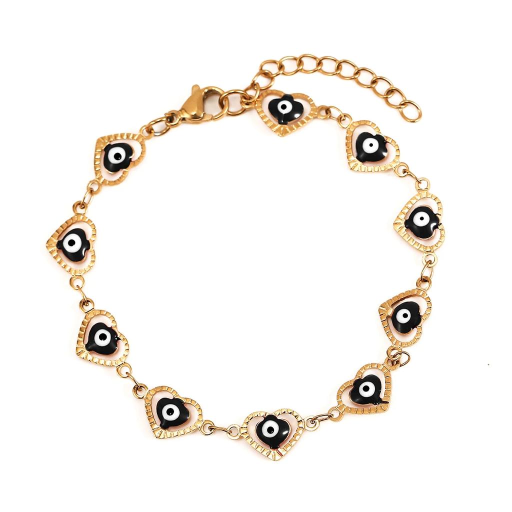 Fashion Stainless Steel Bracelet Loving Evil Eye Enamel Bead Jewelry Men and Women Devil Eye Bracelet Mexico Turkish Boho Gifts