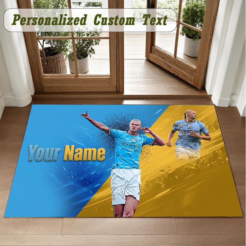 Crystal Velvet Square Rug Custom NameErling Haaland Pattern Non Slip Home Floor Decor Rug