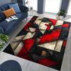 1 Stück Abstrakte Geometrische Kunst Bürostuhlmatte - Rotes, Schwarzes, Weißes Design zum Schreibtischschutz und rutschfeste Boden Dekoration - Festliche Geschenkidee für Zuhause oder