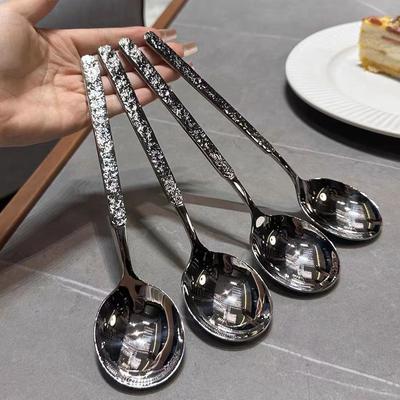 Lingură din oțel inoxidabil lingură de gheață cu model de piatră lingură de restaurant occidental lingură de orez lingură de uz casnic lingură de desert lingură
